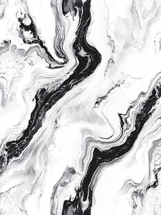 抽象黑白流彩水墨画