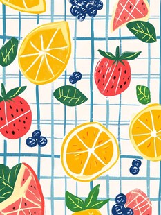 插画水果图案桌布图案