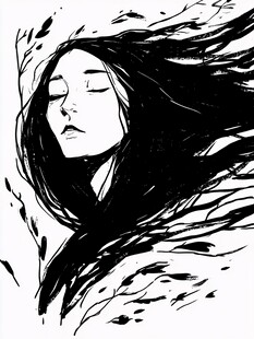黑白人物插画