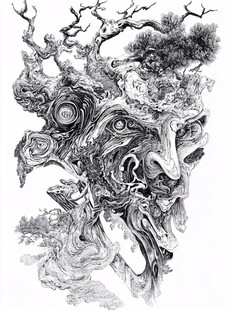 黑白画创意插画