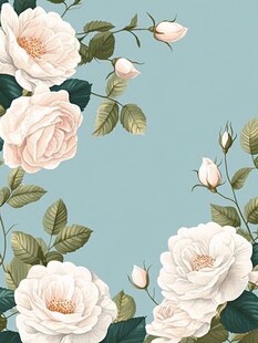 月季花蓝色背景