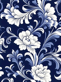 青花瓷花卉家纺花纹