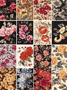 复古花卉四方连续图