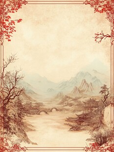 古色古香山水背景