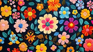 彩色民族风花草花卉