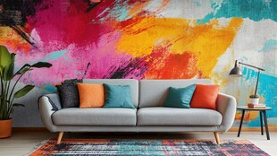 彩色纹理背景客厅壁画
