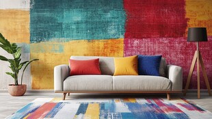 彩色纹理背景客厅壁画