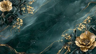 轻奢金色牡丹花线条