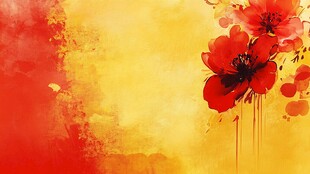 手绘红色花卉梦幻背景