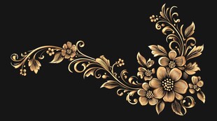 高精手绘黄金拉丝花卉