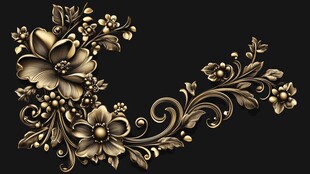 高精手绘黄金拉丝花卉