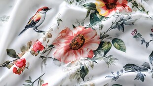 鹦鹉玫瑰提花印花