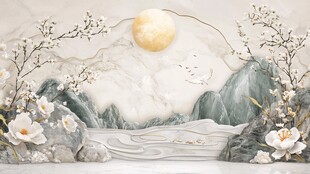 新中式大理石背景墙