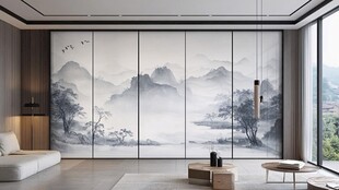 巨幅现代山水屏风