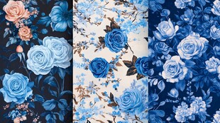 印花蓝色妖姬玫瑰花