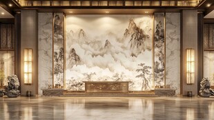 迎客松酒店客厅背景