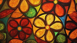 染色玻璃拼花壁纸