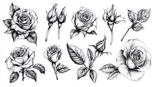 高清手绘玫瑰