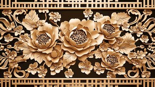 金色牡丹花纹