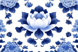 莲花荷花青花瓷