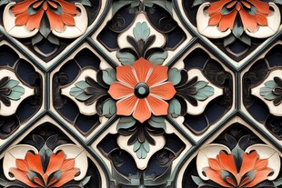 染色玻璃拼花壁纸