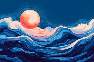 古风海浪包装插画