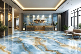 蓝色大理石迎宾区