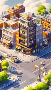 繁忙的小镇插画