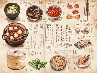 手绘韩式美食