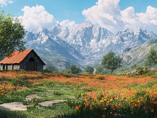 唯美花田场景