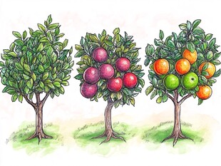 水果林手绘插画