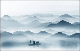 黑白山水画