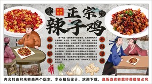 古风辣子鸡背景墙装饰画 