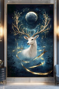 轻奢麋鹿珐琅彩浮雕画