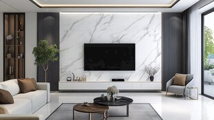 大理石岩板电视背景墙