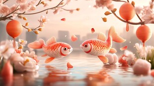 新中式山水鲤鱼