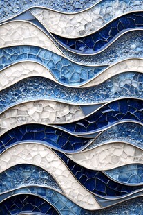 高贵石材纹海浪壁画