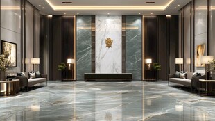 蓝色大理石迎宾区