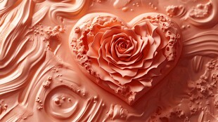 浮雕花卉与爱心3d