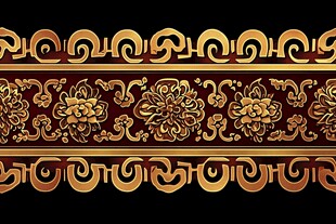 金色木雕花纹图案