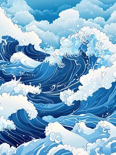 海浪云纹浪花背景