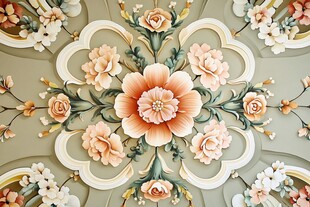 3d浮雕缤纷花卉