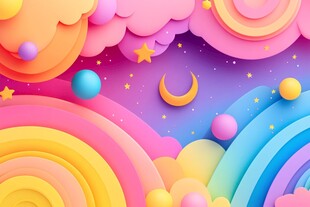 创意彩色缤纷宇宙插画