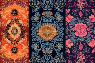 色块花古典图案组合