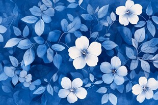 蓝色唯美小花装饰画
