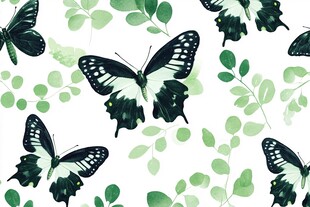 斑蝶绿色背景画