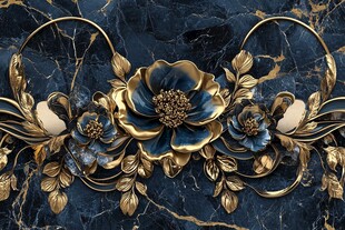 牡丹花线描金轻奢