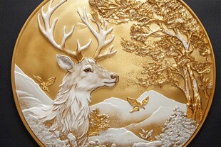 松鹿白眉图金盘