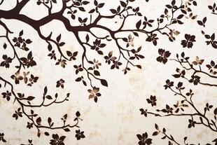 淡雅金色树形墙绘