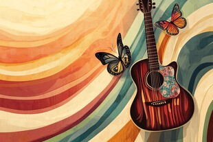 吉他印花墙纸